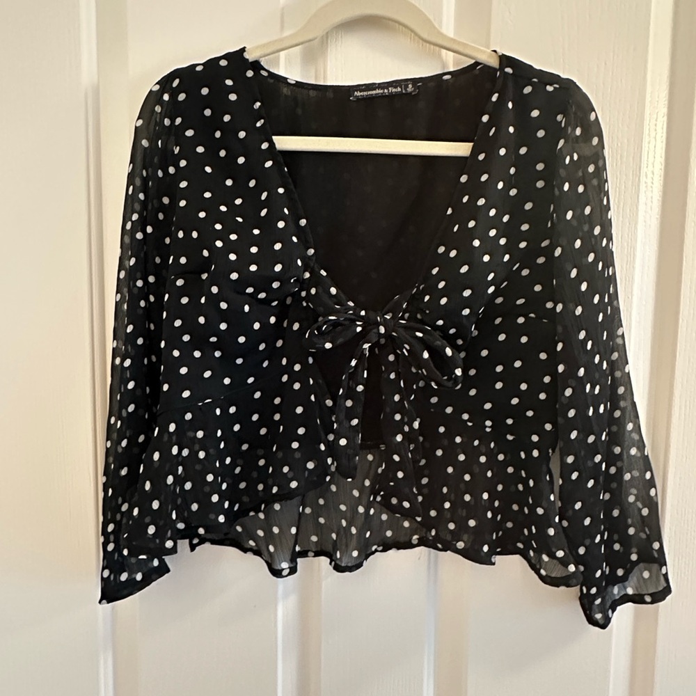 Abercrombie & Fitch Black and White Polka Dot Blouse